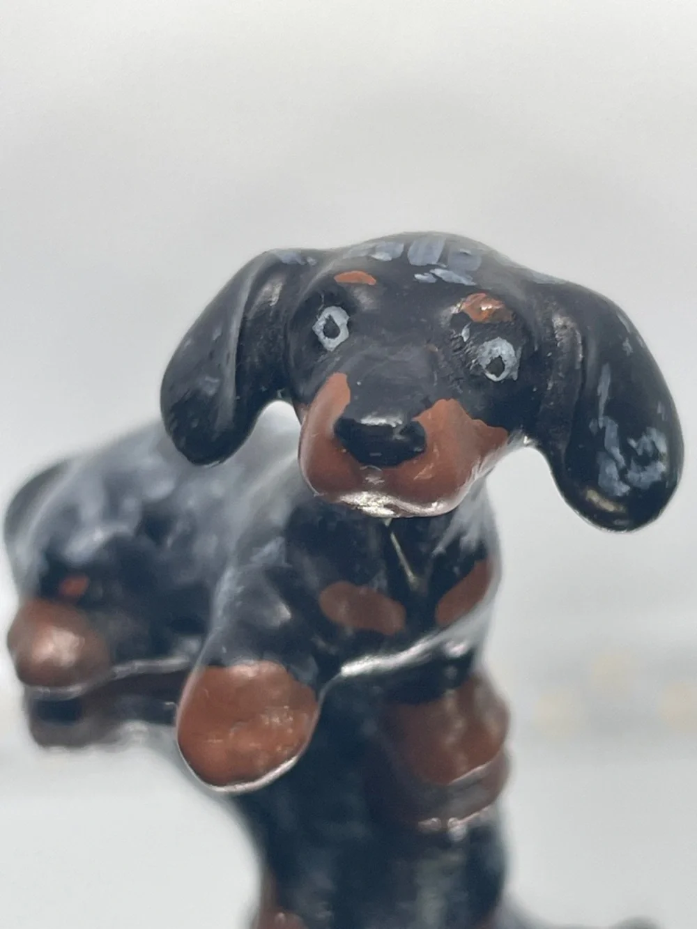 Dapple mini Dachshund Dog Figurine stoneware - Decorative Pet Accent